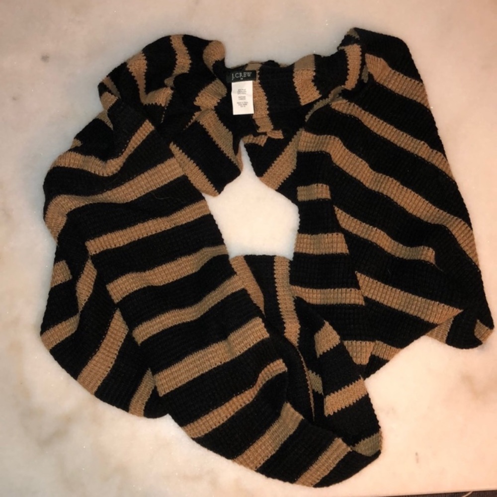 J crew Black and Tan striped infinity scarf